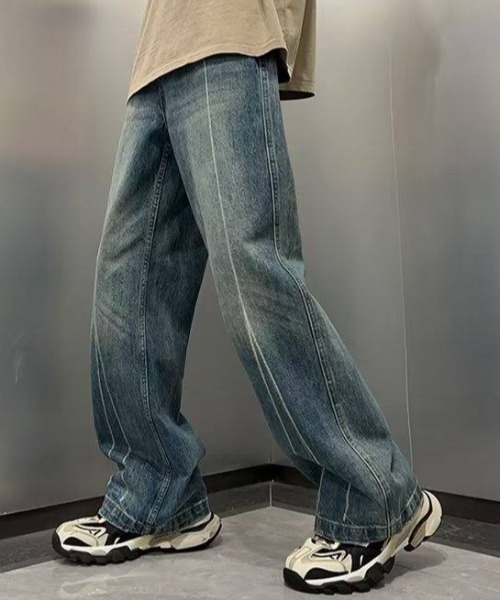 MGV(エムジーヴィー)の「センターラインワイドデニム(デニムパンツ・メンズ・ブラック/ブルー・MEDIUM/LARGE/X-LARGE)」の6枚目の写真