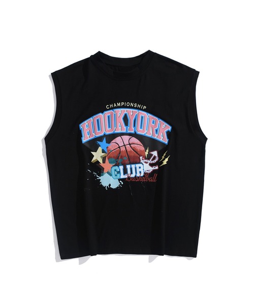 HOOK(フック)の「HOOK -original- アメカジバスケットボールプリント ノースリーブ Tシャツ (SS) (LR)(Tシャツ/カットソー・メンズ・ベージュ/ブラック・M/XL/L)」の4枚目の写真