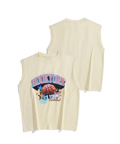 HOOK(フック)の「HOOK -original- アメカジバスケットボールプリント ノースリーブ Tシャツ (SS) (LR)(Tシャツ/カットソー・メンズ・ベージュ/ブラック・M/XL/L)」の16枚目の写真