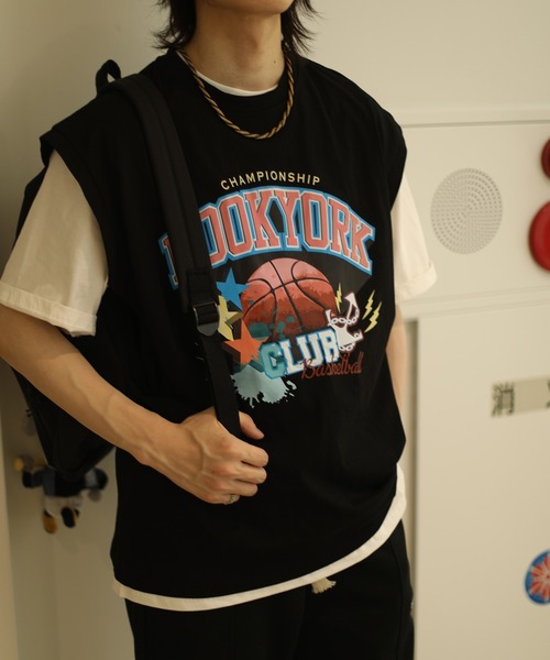 HOOK(フック)の「HOOK -original- アメカジバスケットボールプリント ノースリーブ Tシャツ (SS) (LR)(Tシャツ/カットソー・メンズ・ベージュ/ブラック・M/XL/L)」の21枚目の写真