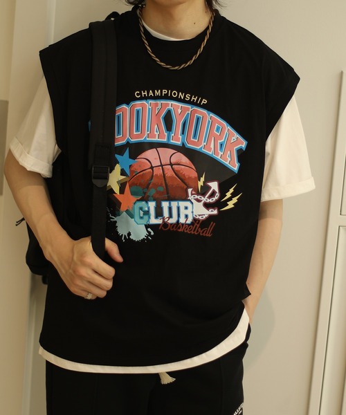 HOOK(フック)の「HOOK -original- アメカジバスケットボールプリント ノースリーブ Tシャツ (SS) (LR)(Tシャツ/カットソー・メンズ・ベージュ/ブラック・M/XL/L)」の22枚目の写真