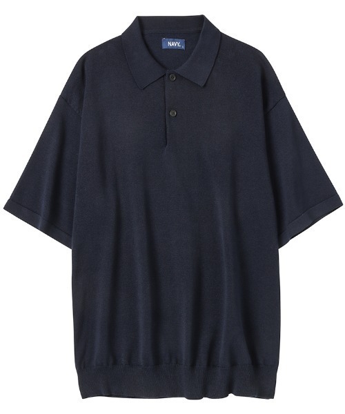 麻タッチニットポロシャツ（ポロシャツ）｜NAVY（ネイビー）の