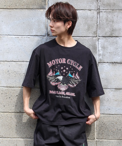 SPINNS(スピンズ)の「【SPINNS/スピンズ】vintageデザイン半袖Tシャツ SPEEDWAYS(Tシャツ/カットソー・メンズ・ブラック/ホワイト/チャコール・ONESIZE)」の4枚目の写真