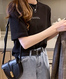 NinaetLina | 英字ロゴ半袖ラウンドネックTシャツ(Tシャツ/カットソー)