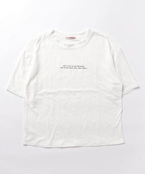 NinaetLina(ニナエリナ)の「英字ロゴ半袖ラウンドネックTシャツ(Tシャツ/カットソー・レディース・オレンジ/ホワイト/ダークグリーン/ブラック・FREE)」の9枚目の写真