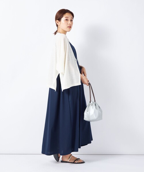 NOLLEY’S(ノーリーズ)の「《手洗い可能》フレンチリネンボレロカーディガン(カーディガン/ボレロ・レディース・ブラウン/オレンジ/オフホワイト/ブラック・FREE)」の5枚目の写真