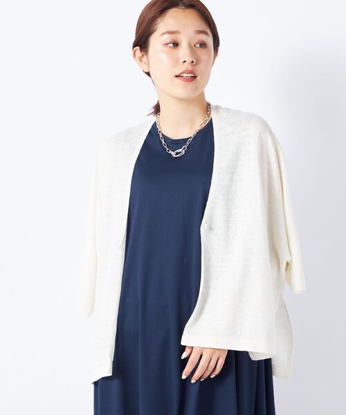 NOLLEY’S(ノーリーズ)の「《手洗い可能》フレンチリネンボレロカーディガン(カーディガン/ボレロ・レディース・ブラウン/オレンジ/オフホワイト/ブラック・FREE)」の7枚目の写真