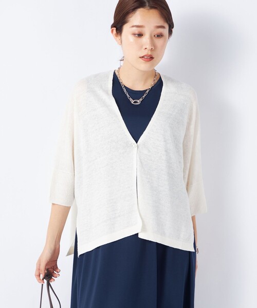 NOLLEY’S(ノーリーズ)の「《手洗い可能》フレンチリネンボレロカーディガン(カーディガン/ボレロ・レディース・ブラウン/オレンジ/オフホワイト/ブラック・FREE)」の12枚目の写真
