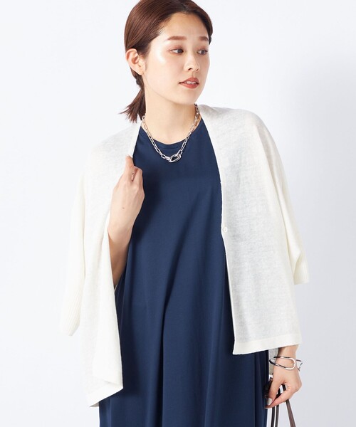 NOLLEY’S(ノーリーズ)の「《手洗い可能》フレンチリネンボレロカーディガン(カーディガン/ボレロ・レディース・ブラウン/オレンジ/オフホワイト/ブラック・FREE)」の13枚目の写真