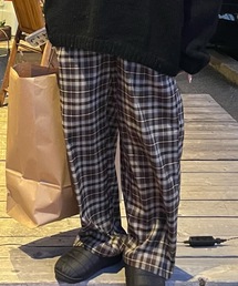 shesame | ツータックチェックストレートパンツ(その他パンツ)