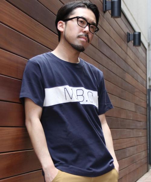 coen(コーエン)の「【MBC】MBCロゴ刺繍ラインTシャツ(ユニセックス)(Tシャツ/カットソー・メンズ・ホワイト/ネイビー・LARGE/MEDIUM/X-SMALL/X-LARGE/SMALL)」の1枚目の写真