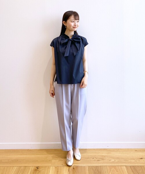 index（インデックス）の「◆リボンボウタイブラウス【イージーケア・洗濯機で洗える】（シャツ/ブラウス・レディース・ネイビー/ライトベージュ/ホワイト系・40/42/36/38）」の12枚目の写真