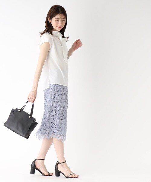 index（インデックス）の「◆リボンボウタイブラウス【イージーケア・洗濯機で洗える】（シャツ/ブラウス・レディース・ネイビー/ライトベージュ/ホワイト系・40/42/36/38）」の20枚目の写真