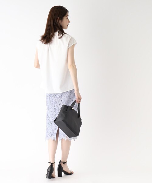 index（インデックス）の「◆リボンボウタイブラウス【イージーケア・洗濯機で洗える】（シャツ/ブラウス・レディース・ネイビー/ライトベージュ/ホワイト系・40/42/36/38）」の13枚目の写真