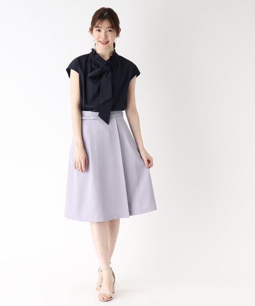 index（インデックス）の「◆リボンボウタイブラウス【イージーケア・洗濯機で洗える】（シャツ/ブラウス・レディース・ネイビー/ライトベージュ/ホワイト系・40/42/36/38）」の9枚目の写真