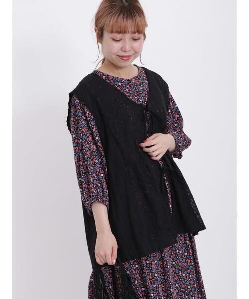 Samansa Mos2(サマンサ モスモス)の「【Lace collection】レース+ドビーノースリブラウス(シャツ/ブラウス・レディース・オフホワイト/ブラック・F)」の19枚目の写真