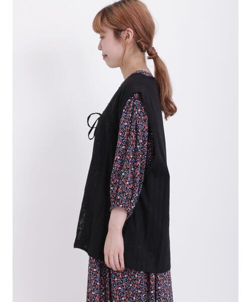 Samansa Mos2(サマンサ モスモス)の「【Lace collection】レース+ドビーノースリブラウス(シャツ/ブラウス・レディース・オフホワイト/ブラック・F)」の10枚目の写真