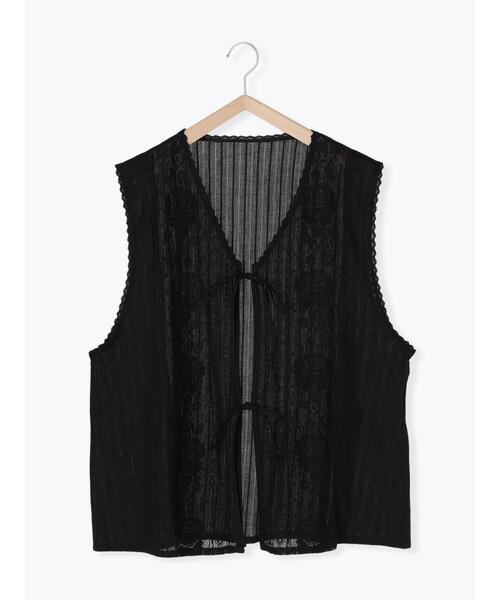 Samansa Mos2(サマンサ モスモス)の「【Lace collection】レース+ドビーノースリブラウス(シャツ/ブラウス・レディース・オフホワイト/ブラック・F)」の13枚目の写真