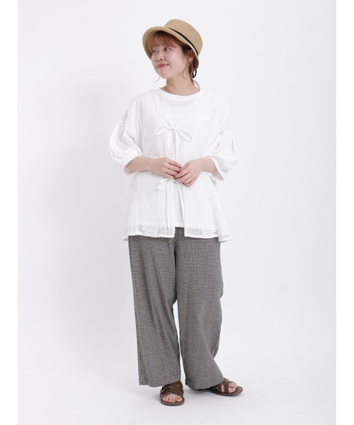 Samansa Mos2(サマンサ モスモス)の「【Lace collection】レース+ドビーノースリブラウス(シャツ/ブラウス・レディース・オフホワイト/ブラック・F)」の17枚目の写真