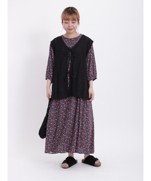 Samansa Mos2(サマンサ モスモス)の「【Lace collection】レース+ドビーノースリブラウス(シャツ/ブラウス・レディース・オフホワイト/ブラック・F)」の4枚目の写真