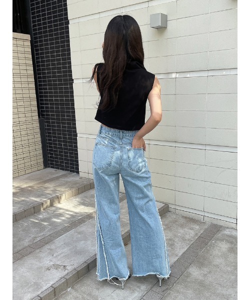 ENVYM（アンビー）の「Wジップトップス（Tシャツ/カットソー・レディース・ブラック/ホワイト・FREE）」の9枚目の写真