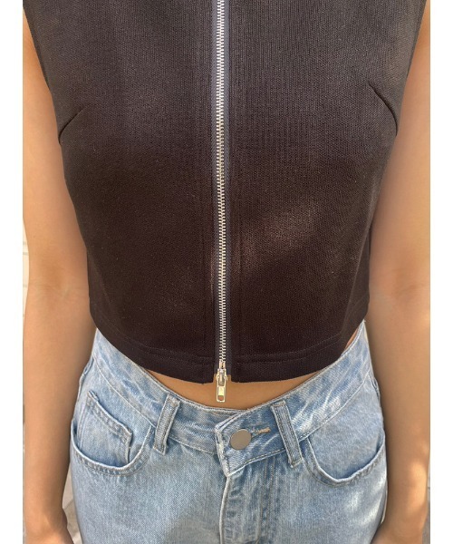 ENVYM（アンビー）の「Wジップトップス（Tシャツ/カットソー・レディース・ブラック/ホワイト・FREE）」の12枚目の写真