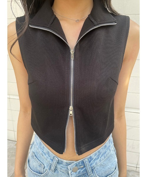 ENVYM（アンビー）の「Wジップトップス（Tシャツ/カットソー・レディース・ブラック/ホワイト・FREE）」の20枚目の写真