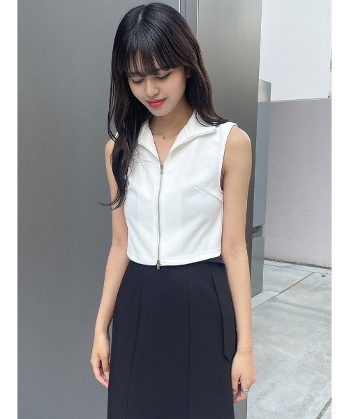 ENVYM（アンビー）の「Wジップトップス（Tシャツ/カットソー・レディース・ブラック/ホワイト・FREE）」の15枚目の写真