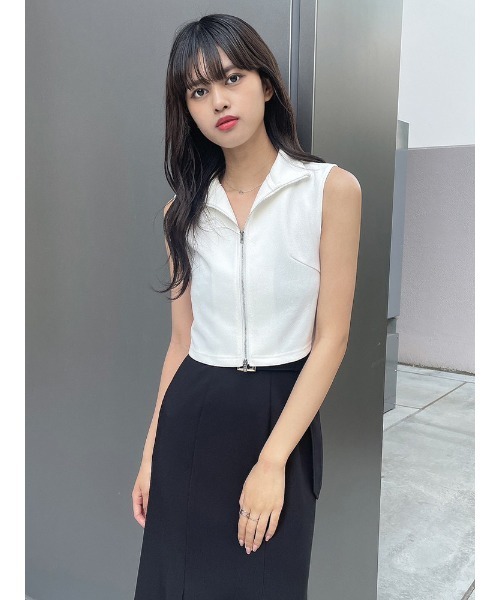 ENVYM（アンビー）の「Wジップトップス（Tシャツ/カットソー・レディース・ブラック/ホワイト・FREE）」の10枚目の写真