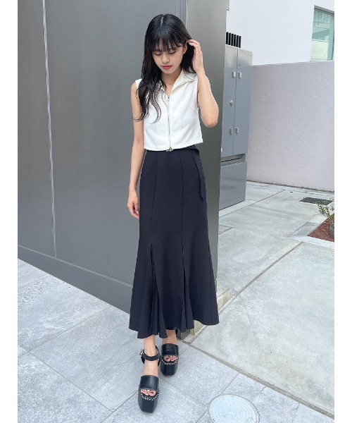 ENVYM（アンビー）の「Wジップトップス（Tシャツ/カットソー・レディース・ブラック/ホワイト・FREE）」の3枚目の写真