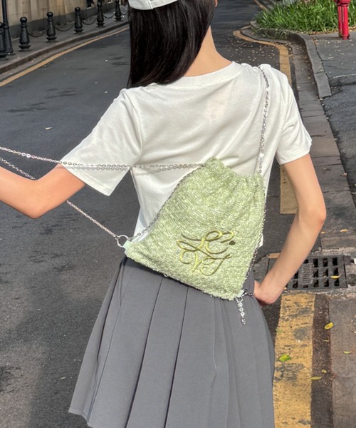 シャネル 美品 ツイード チェーン ミニリュック 会員ギフト バック