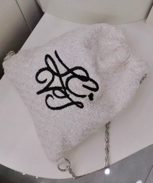 LAC-VERT（ラック・ヴェール）の「LCVT刺繍 ツイードチェーンナップサック（バックパック/リュック・レディース・ホワイト/グリーン/ピンク/ブラック・FREE）」の19枚目の写真