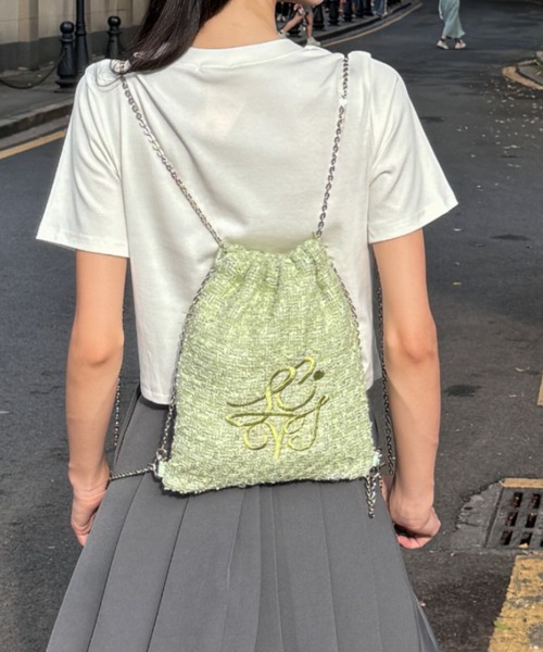 セール】LCVT刺繍 ツイードチェーンナップサック（バックパック