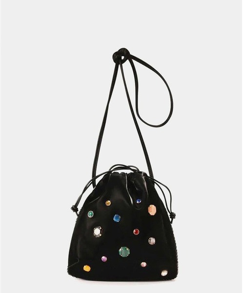 LOPASS（ロパス）の「ビーズ付け巾着ショルダーバッグ（ショルダーバッグ・レディース・ベージュ/ブラック・FREE）」の7枚目の写真