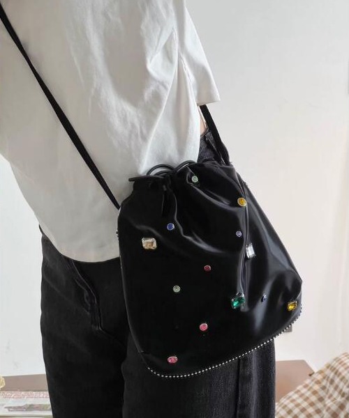 LOPASS（ロパス）の「ビーズ付け巾着ショルダーバッグ（ショルダーバッグ・レディース・ベージュ/ブラック・FREE）」の14枚目の写真