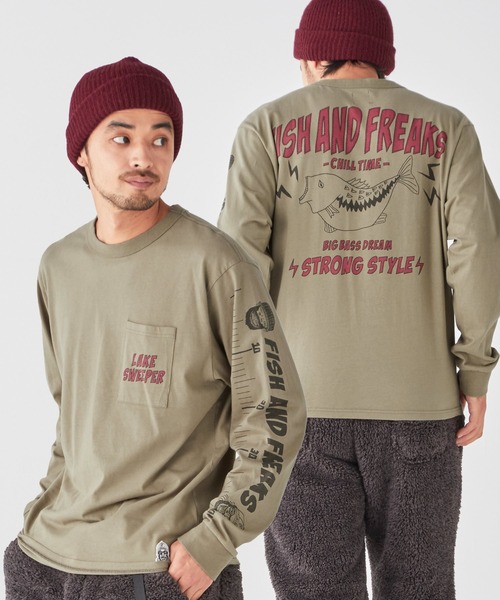 KRIFF MAYER(クリフメイヤー)の「チルタイムロンT(釣り)(Tシャツ/カットソー・メンズ・オフホワイト/レンガ/ネイビー/ブラック/イエロー/セージグリーン・LARGE/X-LARGE/MEDIUM)」の4枚目の写真