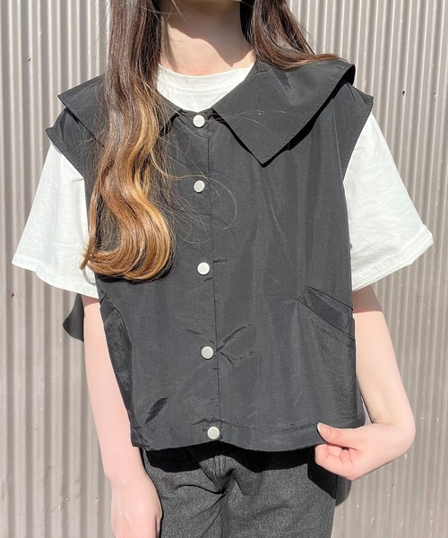 Nana(ナナ)の「ビッグカラーベスト(ベスト・レディース・ベージュ/ブラック・FREE)」の12枚目の写真