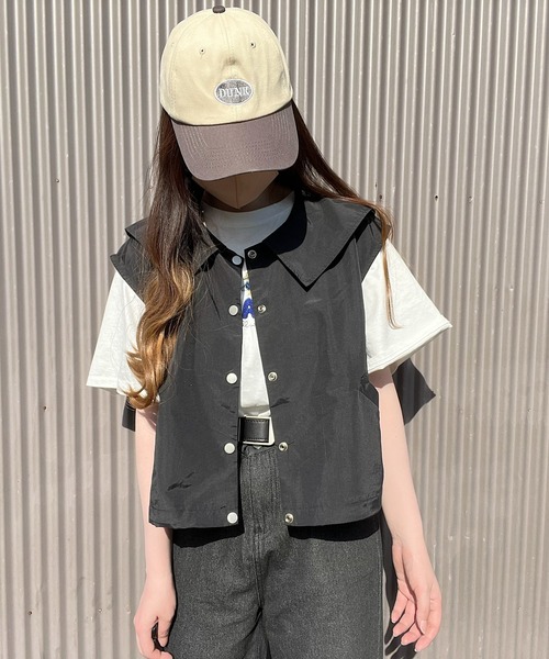 Nana(ナナ)の「ビッグカラーベスト(ベスト・レディース・ベージュ/ブラック・FREE)」の10枚目の写真