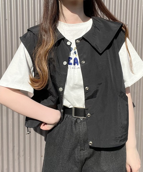 Nana(ナナ)の「ビッグカラーベスト(ベスト・レディース・ベージュ/ブラック・FREE)」の15枚目の写真