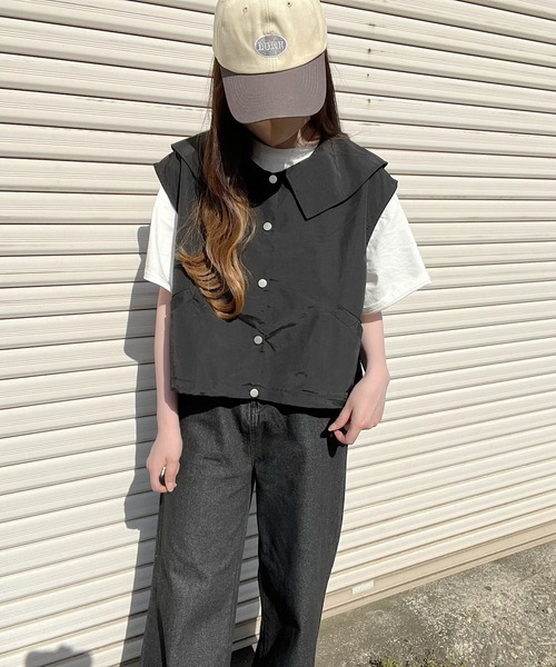 Nana(ナナ)の「ビッグカラーベスト(ベスト・レディース・ベージュ/ブラック・FREE)」の13枚目の写真