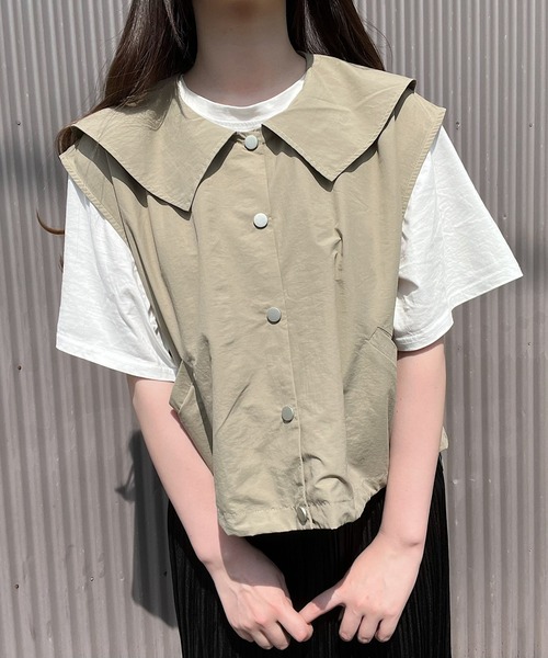 Nana(ナナ)の「ビッグカラーベスト(ベスト・レディース・ベージュ/ブラック・FREE)」の11枚目の写真