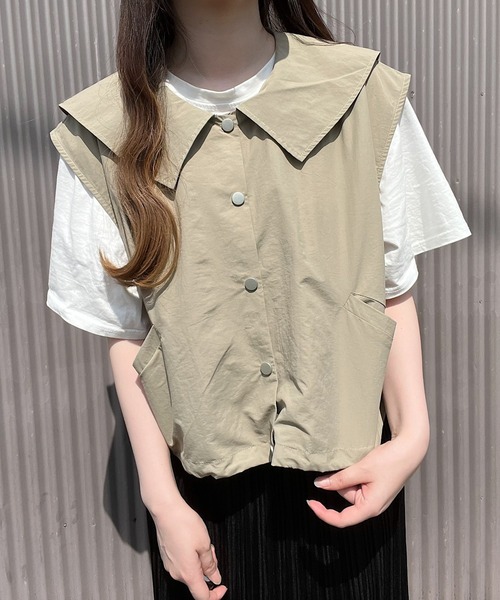 Nana(ナナ)の「ビッグカラーベスト(ベスト・レディース・ベージュ/ブラック・FREE)」の16枚目の写真