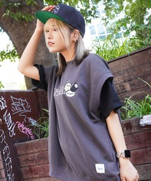 【STAYGOLD】ワッペン刺繍 スウェット ビッグベスト / Embroidered patch Sweatshirt Big vest