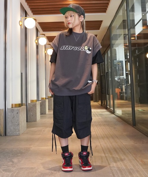 STAY GOLD(ステイゴールド)の「【STAYGOLD】ワッペン刺繍 スウェット ビッグベスト / Embroidered patch Sweatshirt Big vest(ベスト・メンズ・ホワイト系/グリーン/スミクロ/イエロー・FREE)」の6枚目の写真