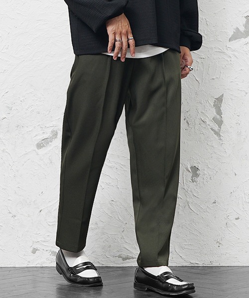 MinoriTY（マイノリティ）の「【MinoriTY】さらさら素材きれいめチノパンツ テーパードパンツ スラックス ワイドパンツ センタープレス メンズ 秋服（チノパンツ・メンズ・キナリ/グリーン/ブラック/ベージュ・M/L/S）」の8枚目の写真