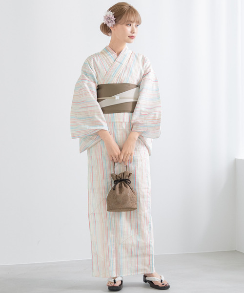 SOUBIEN（ソウビエン）の「夏を彩るレディース浴衣2点セット （浴衣＋帯）（浴衣・レディース・ホワイト系その他/ホワイト系その他2/ブルー系その他2/ブルー系その他/ホワイト系その他3/ブラック系その他・FREE）」の12枚目の写真