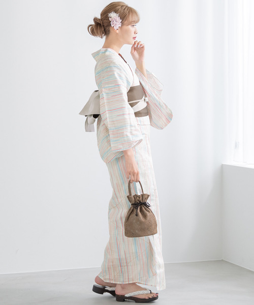 SOUBIEN（ソウビエン）の「夏を彩るレディース浴衣2点セット （浴衣＋帯）（浴衣・レディース・ホワイト系その他/ホワイト系その他2/ブルー系その他2/ブルー系その他/ホワイト系その他3/ブラック系その他・FREE）」の13枚目の写真