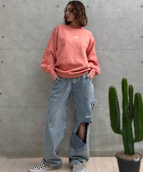 アイトレーナー セール】adidas/アディダス トレーナー ロゴ ルーズフィット 裏起毛