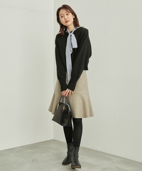 ROPE' PICNIC(ロペピクニック)の「【CM着用商品】ジャージメルトンミニ丈マーメイドスカート(スカート・レディース・ベージュ/チャコールグレー/ブラック・36/38)」の9枚目の写真