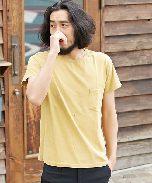REMI RELIEF（レミレリーフ）の「REMI RELIEF × AMERICAN RAG CIE 別注 ヴィンテージ加工Tシャツ/108-RRE-RN15173229RC（Tシャツ/カットソー・メンズ・オフホワイト/ネイビー/バーガンディー/ブラック/ピンク/グリーン系その他/マスタード/パープル・SMALL/LARGE/MEDIUM/XX-LARGE/S/M/L）」の6枚目の写真